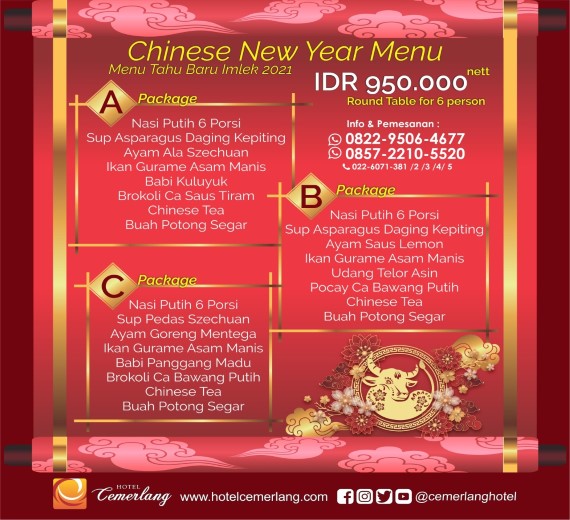 Chinese New Year Menu 2021 for 6 person